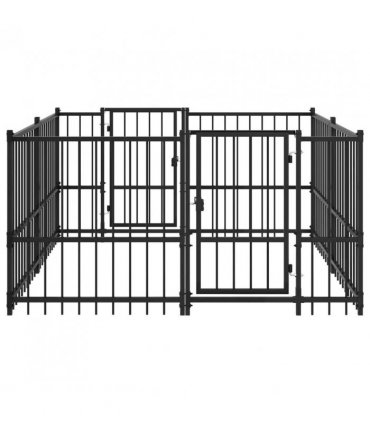 vidaXL Outdoor Dog Playpen Black 192 x 192 x 100 cm Steel