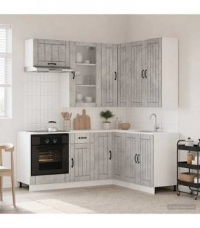 vidaXL Kitchen Unit LUCCA 8 pcs Concrete Grey Engineered Wood