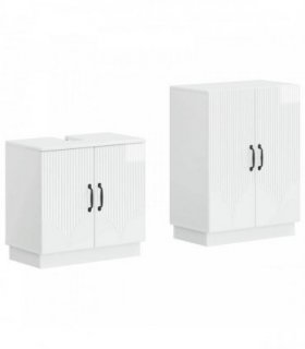 vidaXL 2 Piece Bathroom Cabinet Set HOORN High Gloss White
