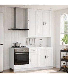vidaXL Kitchen Unit PORTO 5 pcs White Engineered Wood