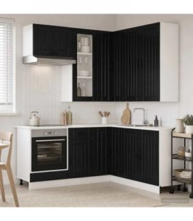vidaXL Kitchen Unit LUCCA 8 pcs Black Engineered Wood