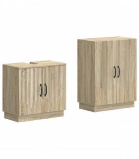 vidaXL 2 Piece Bathroom Cabinet Set HOORN Sonoma Oak Engineered Wood