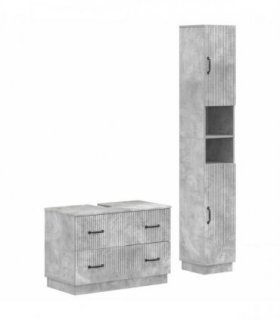 vidaXL 2 Piece Bathroom Cabinet Set HOORN Concrete Grey