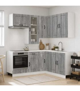 vidaXL Kitchen Unit KALMAR 8 pcs Grey Sonoma Engineered Wood