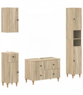 vidaXL 4 Piece Bathroom Cabinet Set ALKMAAR Sonoma Oak Engineered Wood