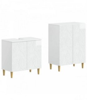 vidaXL 2 Piece Bathroom Cabinet Set DELFT High Gloss White