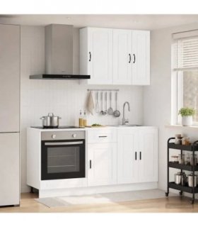 vidaXL Kitchen Unit PORTO 5 pcs White Engineered Wood