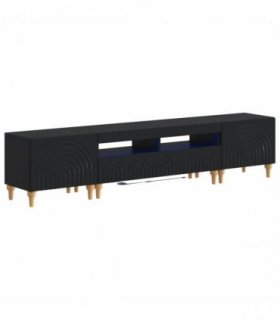 vidaXL 3 Piece LED TV Cabinet Black Engineered Wood