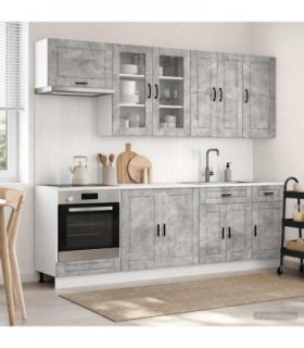 vidaXL Kitchen Unit PORTO 8 pcs Concrete Grey Engineered Wood