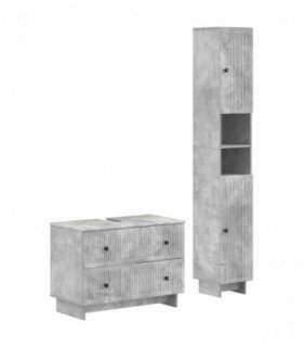 vidaXL 2 Piece Bathroom Cabinet Set EDE Concrete Grey Engineered Wood