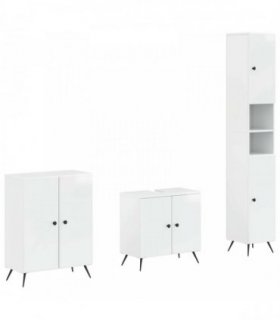 vidaXL 3 Piece Bathroom Cabinet Set BREDA High Gloss White