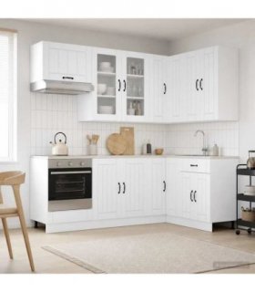 vidaXL Kitchen Unit LUCCA 8 pcs High Gloss White Engineered Wood