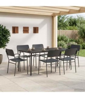 vidaXL Dining Set 7 pcs Anthracite Steel