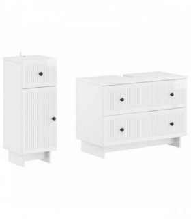vidaXL 2 Piece Bathroom Cabinet Set EDE High Gloss White
