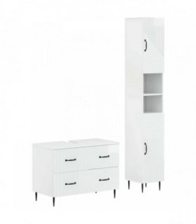 vidaXL 2 Piece Bathroom Cabinet Set HAARLEM High Gloss White