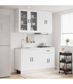 vidaXL Kitchen Unit LUCCA 4 pcs High Gloss White Engineered Wood