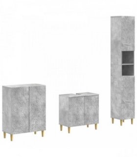 vidaXL 3 Piece Bathroom Cabinet Set DELFT Concrete Grey