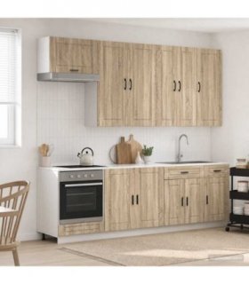 vidaXL Kitchen Unit PORTO 8 pcs Sonoma Oak Engineered Wood