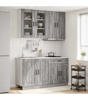 vidaXL Kitchen Unit KALMAR 4 pcs Grey Sonoma Engineered Wood