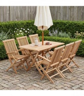 vidaXL Garden Furniture Set 7 pcs Natural Solid Teak Wood