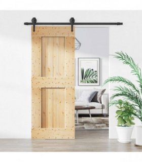 vidaXL Sliding Door Natural and Black 80 x 210 cm Solid Pine Wood