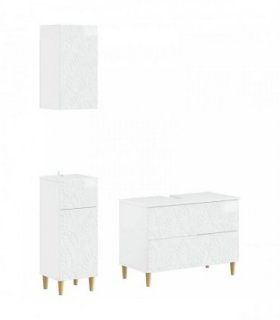 vidaXL 3 Piece Bathroom Cabinet Set DELFT High Gloss White