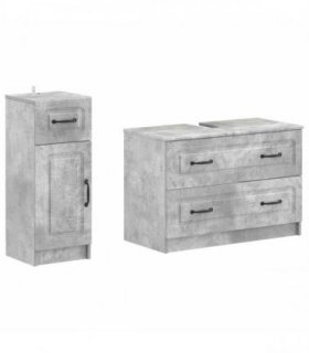 vidaXL 2 Piece Bathroom Cabinet Set UTRECHT Concrete Grey