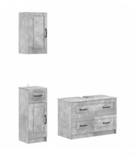 vidaXL 3 Piece Bathroom Cabinet Set UTRECHT Concrete Grey