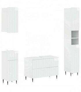 vidaXL 4 Piece Bathroom Cabinet Set ZWOLLE High Gloss White