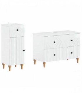 vidaXL 2 Piece Bathroom Cabinet Set ALKMAAR High Gloss White
