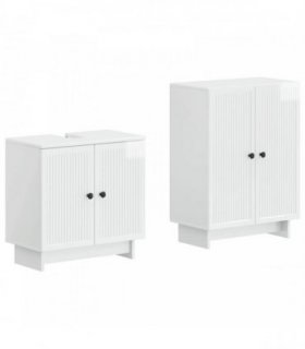 vidaXL 2 Piece Bathroom Cabinet Set EDE High Gloss White