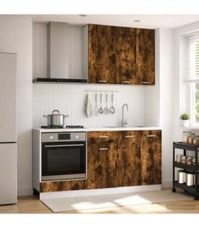 vidaXL Kitchen Unit LYON 5 pcs Smoked Oak Engineered Wood