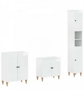 vidaXL 3 Piece Bathroom Cabinet Set ALKMAAR High Gloss White