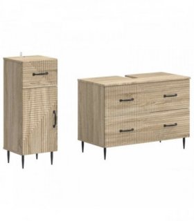 vidaXL 2 Piece Bathroom Cabinet Set HAARLEM Sonoma Oak Engineered Wood