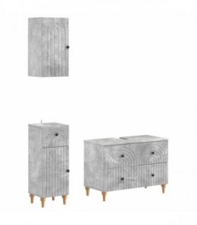 vidaXL 3 Piece Bathroom Cabinet Set ALKMAAR Concrete Grey