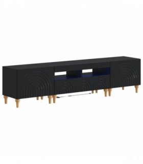vidaXL 3 Piece LED TV Cabinet Black Engineered Wood