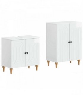 vidaXL 2 Piece Bathroom Cabinet Set ALKMAAR High Gloss White