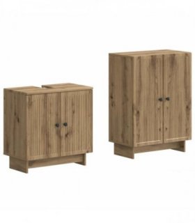 vidaXL 2 Piece Bathroom Cabinet Set EDE Artisan Oak Engineered Wood