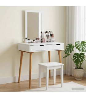 vidaXL Dressing Table Set FAUSKE 2 pcs White 76 x 50 x 143 cm