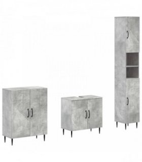 vidaXL 3 Piece Bathroom Cabinet Set HAARLEM Concrete Grey