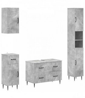 vidaXL 4 Piece Bathroom Cabinet Set HAARLEM Concrete Grey