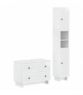 vidaXL 2 Piece Bathroom Cabinet Set EDE High Gloss White