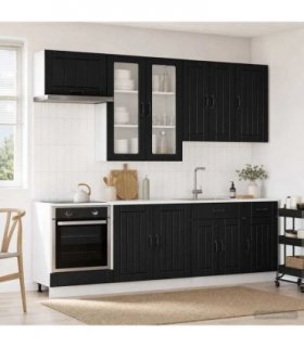 vidaXL Kitchen Unit LUCCA 8 pcs Black Engineered Wood