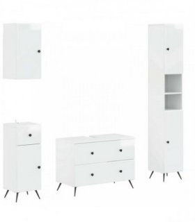 vidaXL 4 Piece Bathroom Cabinet Set BREDA High Gloss White