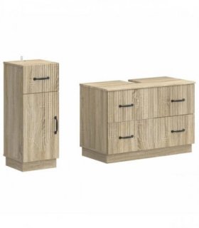 vidaXL 2 Piece Bathroom Cabinet Set HOORN Sonoma Oak Engineered Wood