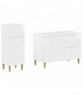 vidaXL 2 Piece Bathroom Cabinet Set DELFT High Gloss White