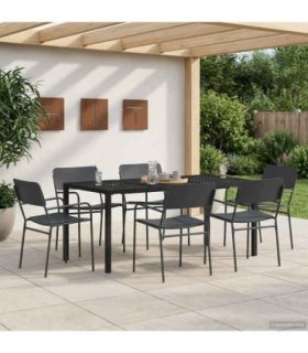 vidaXL Outdoor Furniture Set 7 pcs Anthracite Steel