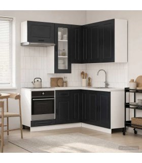 vidaXL Kitchen Unit KALMAR 8 pcs Black Engineered Wood