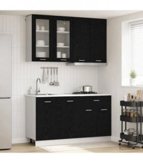vidaXL Kitchen Unit LYON 4 pcs Black Oak Engineered Wood