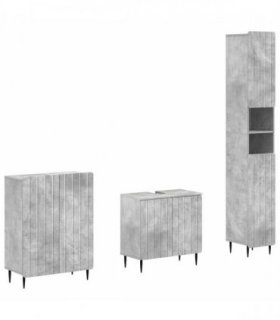 vidaXL 3 Piece Bathroom Cabinet Set ZWOLLE Concrete Grey